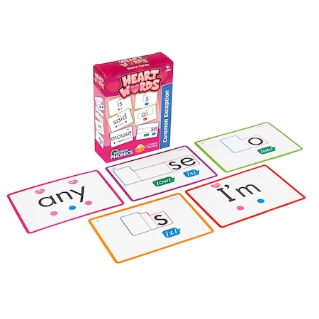 Junior Learning Rainbow Phonics Heart Word Cards, Common Exception Words RP107
